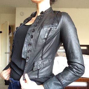 Black Cropped leather jacket